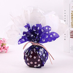 Indigo Oriented Polypropylene(OPP) Plastic Gift Wrapping Paper, Christmas Theme, for Apple, Candy, Flat Round with Flower Pattern, Indigo, 58.5x0.003cm, 20pcs/bag