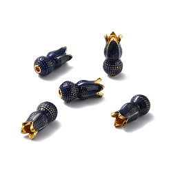 Bleu Foncé Perles en alliage plaqué or, avec l'émail, fleur, bleu foncé, 16x7.5mm, Trou: 1.8mm