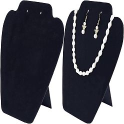 Черный Флокированная ткань с картонными выставочными витринами для ювелирных изделий, для подставки для ожерелья бюста, чёрные, 6x19x21 см