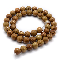 Wood Lace Stone Natural Wood Lace Stone Beads Strands, Round, 10mm, Hole: 1mm, about 38pcs/strand, 14.9 inch(38cm)