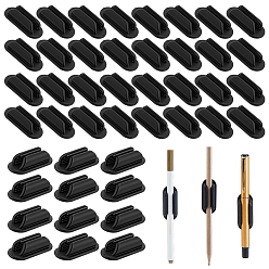 Black 50Pcs Silicone Self-adhesive Pen Clip, Black, 50x20x14.5mm