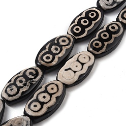 Черный Овальные с 3-глазом нити бусин дзи в тибетском стиле, природных бисера агат, окрашенная и подогревом, чёрные, 38~40x20.5~22.5x8~10.5 мм, отверстие : 3 мм, около 8 шт / нитка, 12.24~12.36 дюйм (31.1~31.4 см)