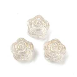 Champagne Gold Прозрачные стеклянные бусины, цветы розы, спекающийся лак, шампанское золото, 11.5x12x8.5 мм, отверстие : 1.2 мм