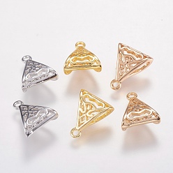Mixed Color Brass Tube Bails, Loop Bails, Bail Beads, Triangle, Mixed Color, 12x10x5mm, Hole: 1mm, Inner Diameter: 2.5x5mm