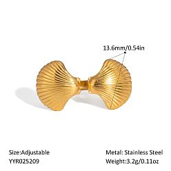Shell Shape Регулируемые манжеты из нержавеющей стали с морскими мотивами для женщин, золотые, формы раковины, 13.6 мм, внутренний диаметр: регулируемый