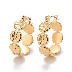 Золотой Ионное покрытие (ip) цветок 304 серьги-кольца из нержавеющей стали для женщин, золотые, 21.5x19.8x7 мм, штифты : 0.6 мм