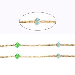 Разноцветный Цепи из нержавеющей стали boston link, с эмалевыми бусинами и катушкой, долговечный, пайки, плоско-круглые, золотые, красочный, 1x1 мм, около 32.8 футов (10 м) / рулон