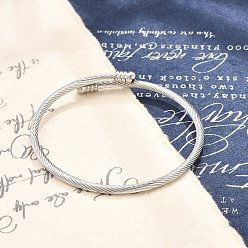 Нержавеющая Сталь Цвет Устойчивый к потускнению 304 открытый браслет-манжета из нержавеющей стали с овальными бусинами, браслет с крутящим моментом для женщин, цвет нержавеющей стали, внутренний диаметр: 2-1/8 дюйм (5.5 см)