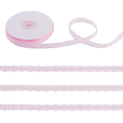 Pink Полиэфирные ленты, кружевная лента с рюшами, аксессуары для одежды, розовые, 3/8~1/2 дюйм (11~13 мм), около 21.87 ярдов (20 м) / рулон