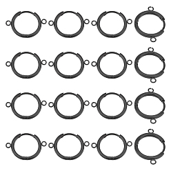 Черный Цвет Металла 16шт. фурнитура для сережек-колец из нержавеющей стали, с двойными петлями, металлический черный , 12 датчик, 22x15x2 мм, отверстие : 1.6 мм, штифты : 1 мм