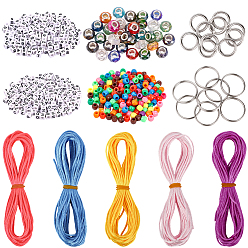 (52) Непрозрачная лаванда Сделай сам наборы для ключей, включая 304 застежки для ключей из нержавеющей стали и соединительные кольца, пластиковые, стеклянные и акриловые бусины, полиэфирные нити, разноцветные, 2 мм, о 665 шт / комплект