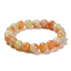 Сэнди Коричневый Ручной Lampwork стрейч браслеты, круглые браслеты из бисера для женщин, песчаный коричневый, внутренний диаметр: 2-1/4 дюйм (5.6 см), бусины : 10 мм