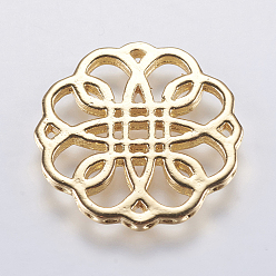 Золотой Латунь филигрань столяры ссылки, долговечный, без свинца и без кадмия, цветок, золотые, 21x1.5 мм, отверстие : 0.5 мм