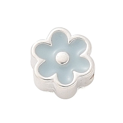 Аква 925 шарики стерлингового серебра, капля клея цветок, серебряные, вода, 6x5.5x3 мм, отверстие : 1 мм