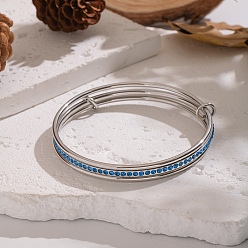 Нержавеющая Сталь Цвет 304 браслеты из нержавеющей стали с микропаве из кубических цирконий для женщин, цвет нержавеющей стали, внутренний диаметр: 2-1/2 дюйм (6.5 см)