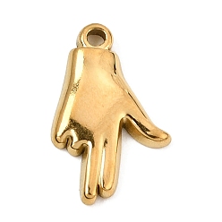 Real 18K Gold Plated 304 Stainless Steel Pendants, Gesture Charms, Ion Plating(IP), Real 18K Gold Plated, 18x11x2mm, Hole: 1.5mm
