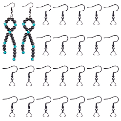 Electrophoresis Black 30Pcs Ion Plating(IP) 304 Stainless Steel Hooks, Ear Wire, with Ice Pick Pinch Bails, Electrophoresis Black, 19x26~28mm, 21 Gauge, Pin: 0.7mm