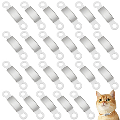Белый 24шт. силиконовые и 201 изогнутые прямоугольные соединительные подвески из нержавеющей стали, штамповка пустых тегов, платина, белые, 13.5x64x4 мм, отверстие : 7 мм