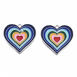 Платина Стойки подвески обшивки сплава, с эмалью, без кадмия и без свинца, сердце, платина, 27x28x1 мм, отверстие : 2 мм