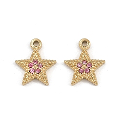 Роза 304 подвески из нержавеющей стали, со стразами, звезда очарование, реальный 14 k позолоченный, роза, 15.5x13x2.5 мм, отверстие : 1.8 мм