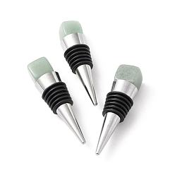 Зеленый Авантюрин Пробки для бутылок из натурального зеленого авантюрина, с выводами из сплава и силикона, конус, 77~78x20 мм