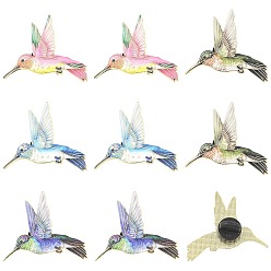 Mixed Color 8Pcs 4 Colors Hummingbird Enamel Pins, Alloy Badge for Backpack Clothes, Golden, Mixed Color, 29x35mm, 2pcs/color