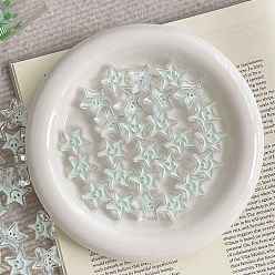 Светло-голубой Акриловые эмалевые бусины, звезды с улыбающимся лицом, светло-голубой, 19.9x20.9x8 мм, отверстие : 3.5 мм