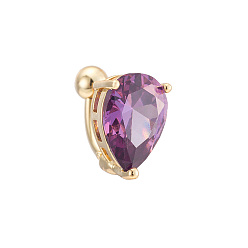 Фиолетовый Каплевидная форма 316l хирургическая нержавеющая сталь, инкрустированная кубическим цирконием, изогнутая штанга для пупка, золотые, фиолетовые, 15x10 мм