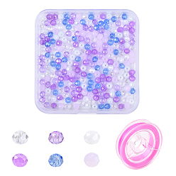 (52) Непрозрачная лаванда Наборы для изготовления браслетов своими руками, включая стеклянные бусины, окрашенные в цвет выпечки, и эластичную нить, разноцветные, 4x3~3.5 мм, отверстие : 0.4~1 мм, 6 цветов, 50 шт / цвет, 300 шт