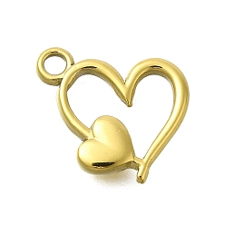 Золотой 304 подвески из нержавеющей стали, шарма сердца, золотые, 15.5x13.5x2.5 мм, отверстие : 2 мм