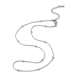 Нержавеющая Сталь Цвет 3мм 304 круглые ожерелья в виде змеи из нержавеющей стали для женщин и мужчин, с круглых бусин, цвет нержавеющей стали, 16.46 дюйм (41.8 см)