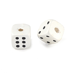 Matte Silver Color Alloy Enamel Beads, Dice, Matte Silver Color, 9x9.5x10mm, Hole: 2mm