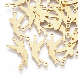 Golden 201 Stainless Steel Links connectors, Laser Cut Links, Fairy, Golden, 22x10.5x1mm, Hole: 1.4mm