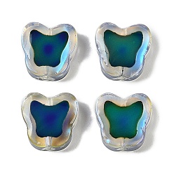 Прусский Синий Двухцветные стеклянные бусины для настроения, чувствительные к температуре бусины, меняющие цвет, бабочка, берлинская лазурь, 11x11x4.5 мм, отверстие : 1 мм