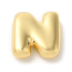 Letter N Brass Pendants, Long-Lasting Plated, Real 18K Gold Plated, Letter N, 10x9.5x3.5mm, Hole: 1.4mm