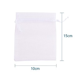 White Organza Bags, Rectangle, White, about 10cm wide, 15cm long