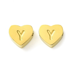 Letter Y Ионное покрытие (ip) 316 l хирургические шарики из нержавеющей стали, без никеля , Любовное сердце с бусинкой в виде буквы, реальный 18 k позолоченный, Письмо Y, 5.5x6.5x2.5 мм, отверстие : 1.4 мм