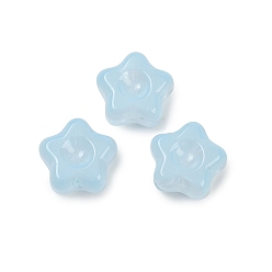 Светло-Синий Прозрачные стеклянные бусины, звезда, спекающийся лак, голубой, 10.5x11x5 мм, отверстие : 1 мм