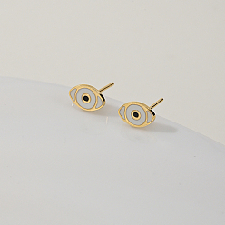 Белый Элегантные 201 серьги-гвоздики с эмалью из нержавеющей стали от сглаза, золотые, белые, 5x9 мм