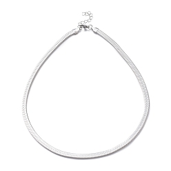 Stainless Steel Color Non-Tarnish 304 Stainless Steel Herringbone Chain Necklace for Women, Stainless Steel Color, 6.30 inch(16cm)