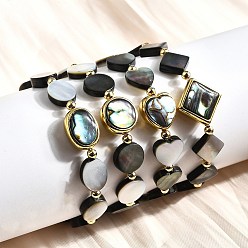 Настоящее золото 18K Браслеты из ракушек-абалонов, с латунным шарики прокладки, стойки покрытие, долговечный, разнообразные, реальный 18 k позолоченный, внутренний диаметр: 2-1/4 дюйм (5.8 см)