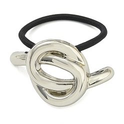 Платина Резинки для волос, узел сплав держатель для хвоста, аксессуары для волос для женщин и девочек, платина, внутренний диаметр: 51 мм, Кулон : 39x63x11 мм