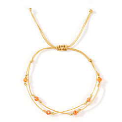 Мокасин Граненые стеклянные бусины рондель плетеные браслеты из бусин, регулируемые нейлоновые многорядные браслеты для женщин, мокасин, внутренний диаметр: 11 дюйм (28 см)