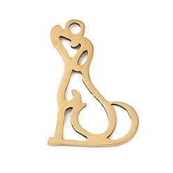 Настоящее золото 18K 201 подвески из нержавеющей стали, собака прелести, реальный 18 k позолоченный, 16.5x11x1 мм, отверстие : 1.5 мм