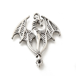 Античное Серебро Сплавочные подвески тибетского стиля, Настройки подвески горный хрусталь, без кадмия и без свинца, дракон, античное серебро, 31x26.5x3 мм, отверстие : 1.5 мм, пригодный для стразов 0.8 мм, Около 196 шт / 500 г