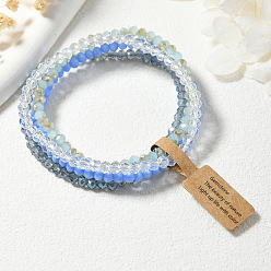 Васильковый 4шт. набор из граненых круглых стеклянных бусин с гальваническим покрытием для женщин, васильковый, 6-7/8 дюйм (17.5 см)