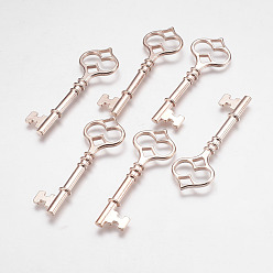 Розовое Золото Тибетский сплав стиля большие кулоны, без кадмия и без свинца, отмычка, розовое золото , 60x21x4 мм, отверстие : 4 мм