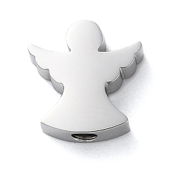 Нержавеющая Сталь Цвет Не тускнеет 304 бусины из нержавеющей стали с лазерной резкой, ангел, цвет нержавеющей стали, 9.8x9.5x3 мм, отверстие : 1.8 мм