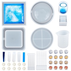 (52) Непрозрачная лаванда Наборы принадлежностей для рукоделия, с силиконовыми формами и мерной чашкой, фольга, латексные кроватки, пластиковый стержень для перемешивания и пипетки, разноцветные, 109x28.5 мм, внутренний: 92.5 mm