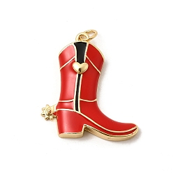 Красный Латунь эмаль подвески, подвески для сапог/туфель, с целью перехода в кольце, реальный 18 k позолоченный, долговечный, стойки покрытие, без свинца и без кадмия, красные, 28x25x5.5 мм, отверстие : 3 мм